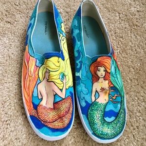 One-of-a-kind mermaid slip ons